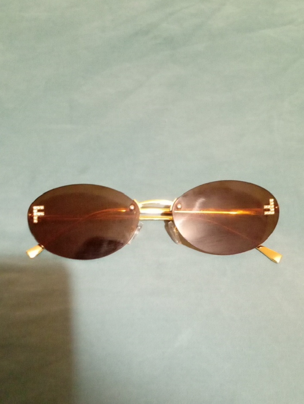 Gold-Tone Frame Oval Brown Lens Sunglasses for Women